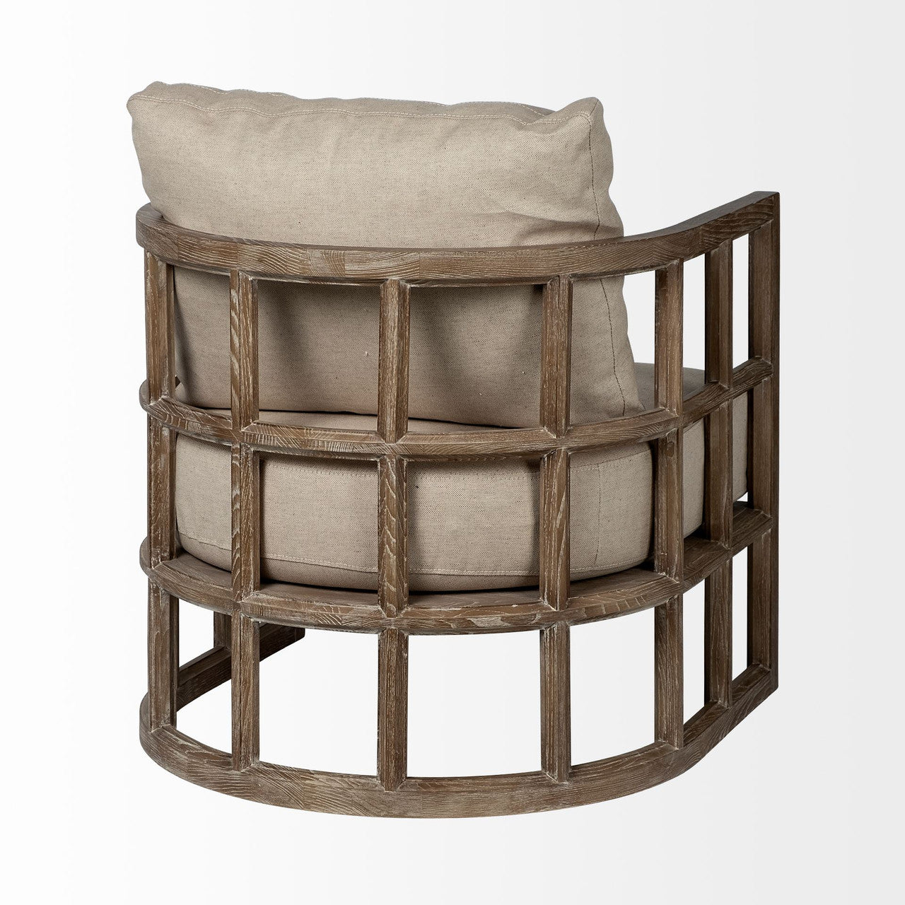 Skylar II Tan Fabric Covered Cushioned Demi-Lune Wooden Frame Accent Chair