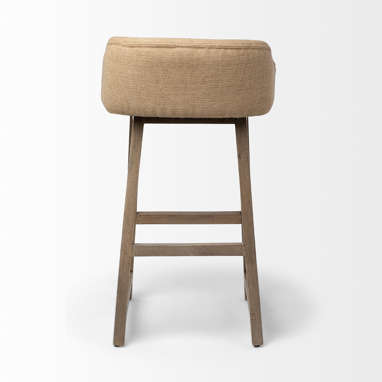 Monmouth 30.5" Seat Height Cream/Beige Fabric Seat Brown Wood Frame Bar Stool