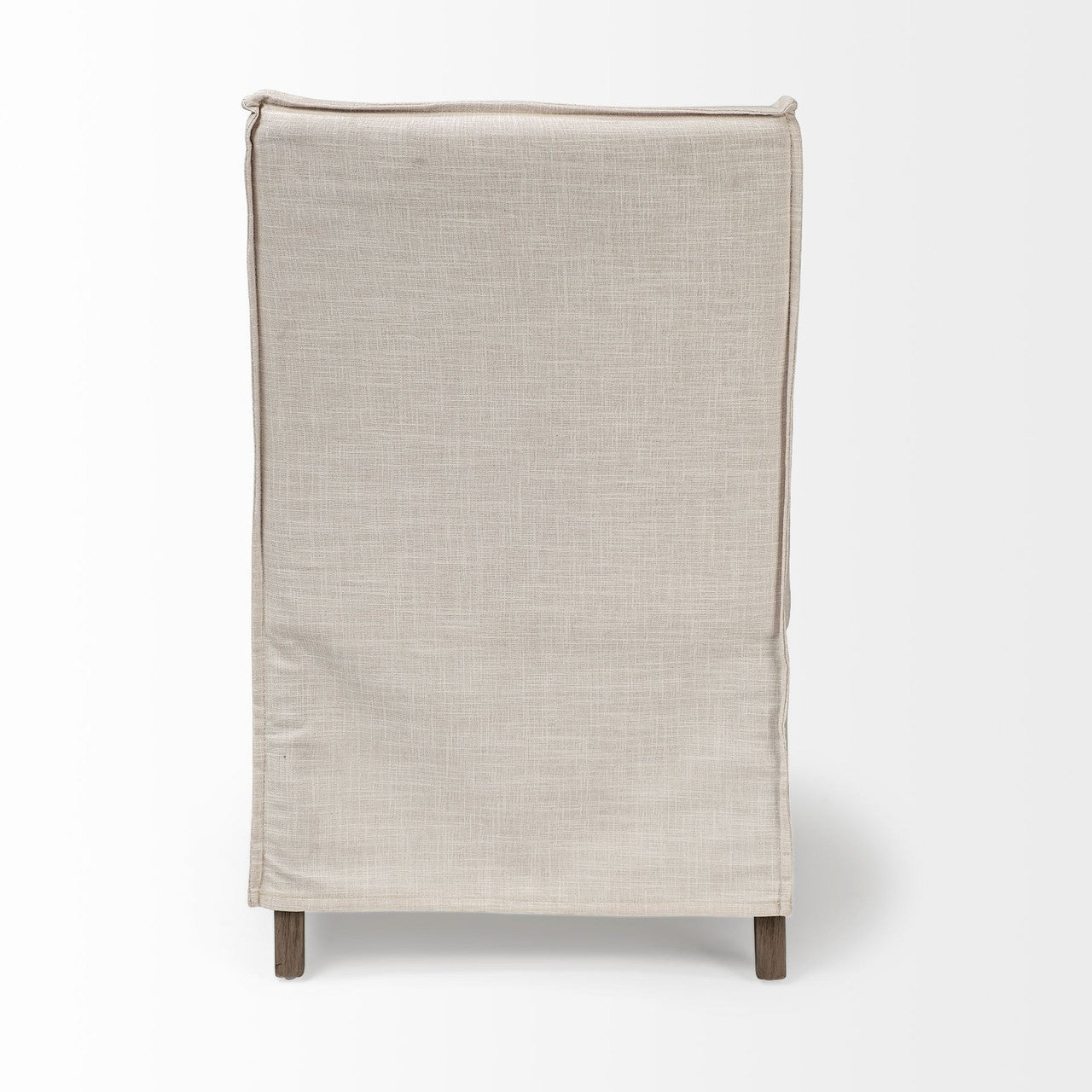 Elbert II Cream Fabric Slip-Cover Brown Wood Frame Dining Chair