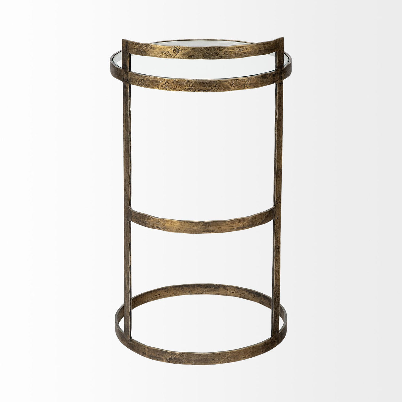 Reimer 15L x 15W Gold Round Glass Top W/Metal Frame Accent Table