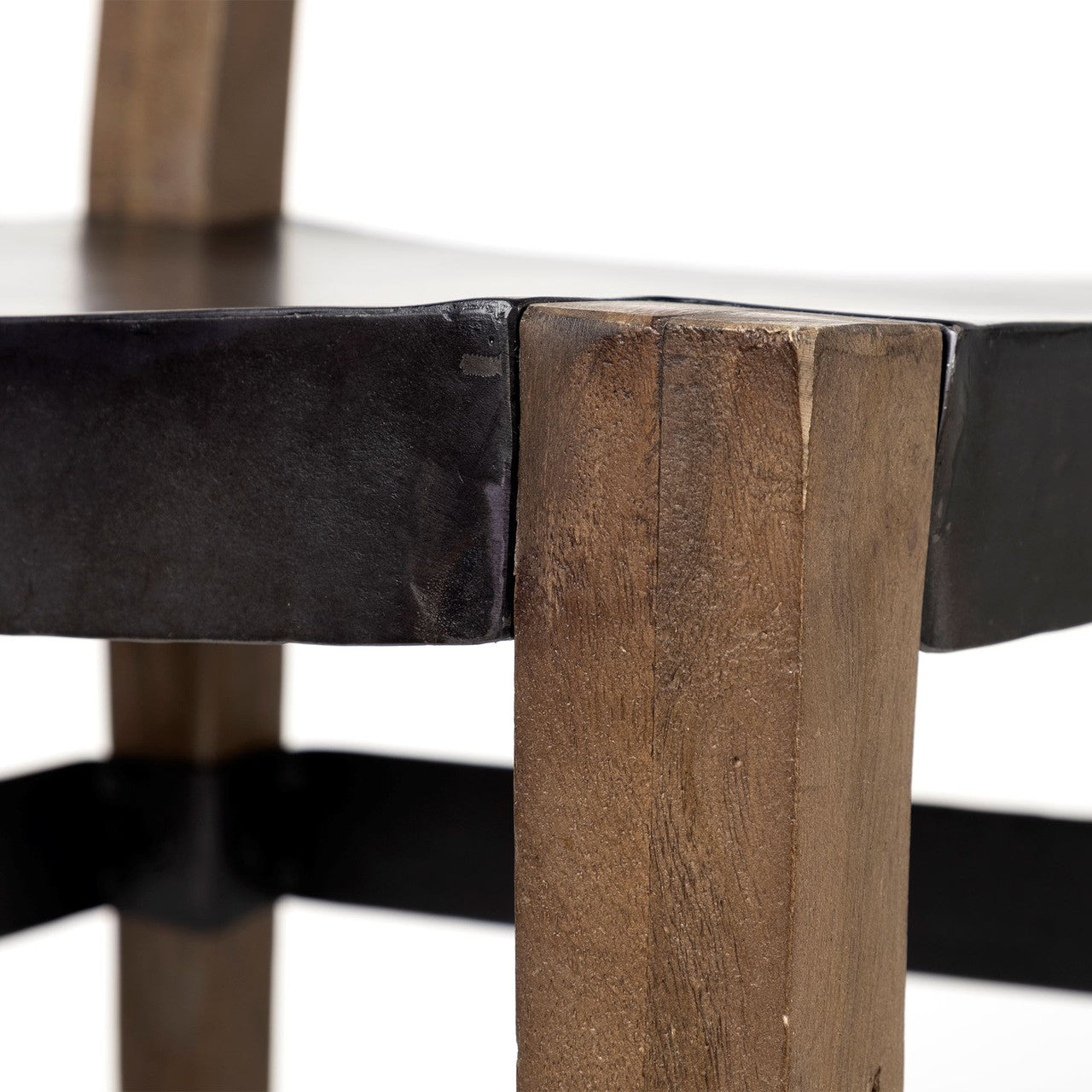 Nell I Black Iron Seat Solid Brown Wooden Base Dining Chair