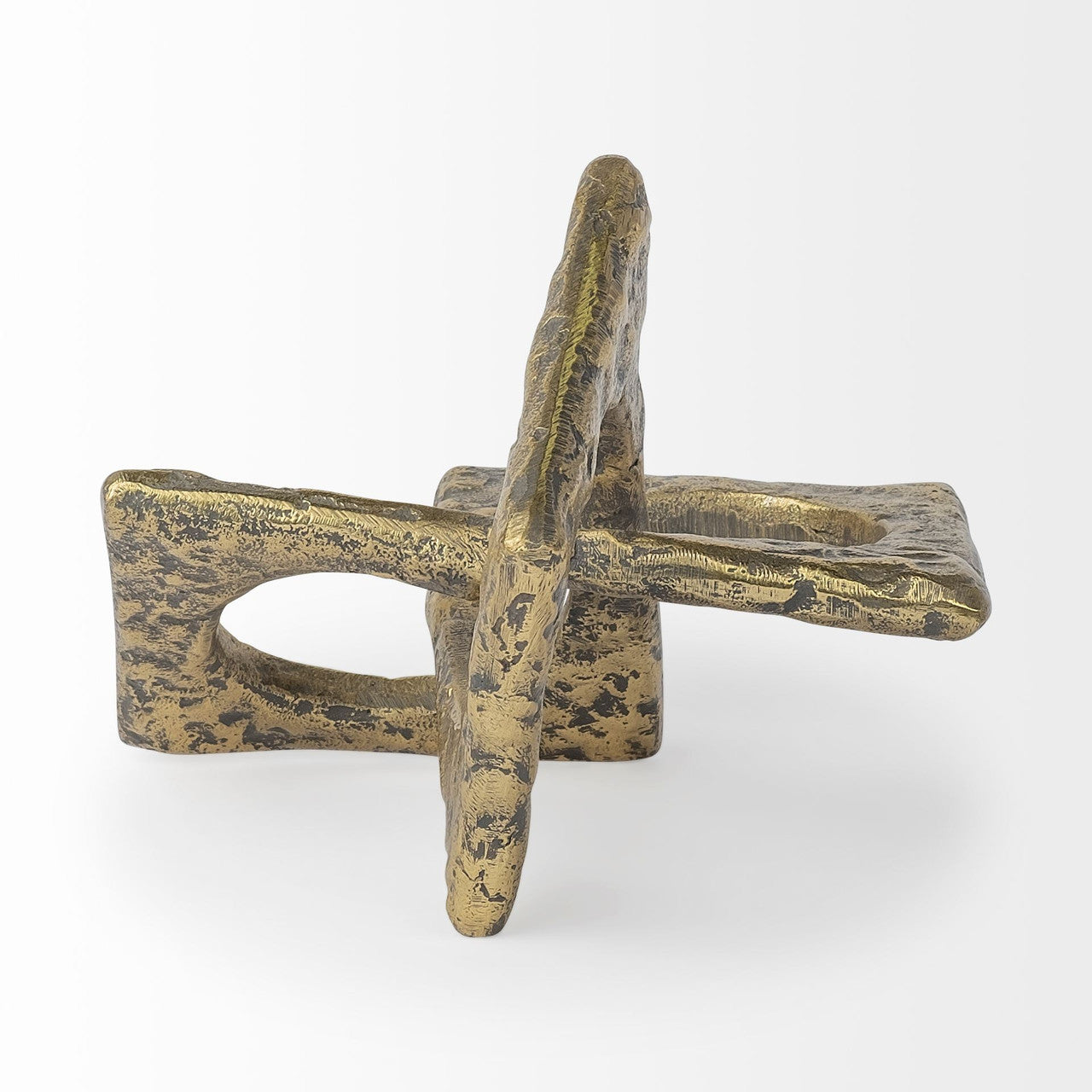 Delaunay I (Large) 10L X9W Gold Hammered Metal Interlinked Patterned