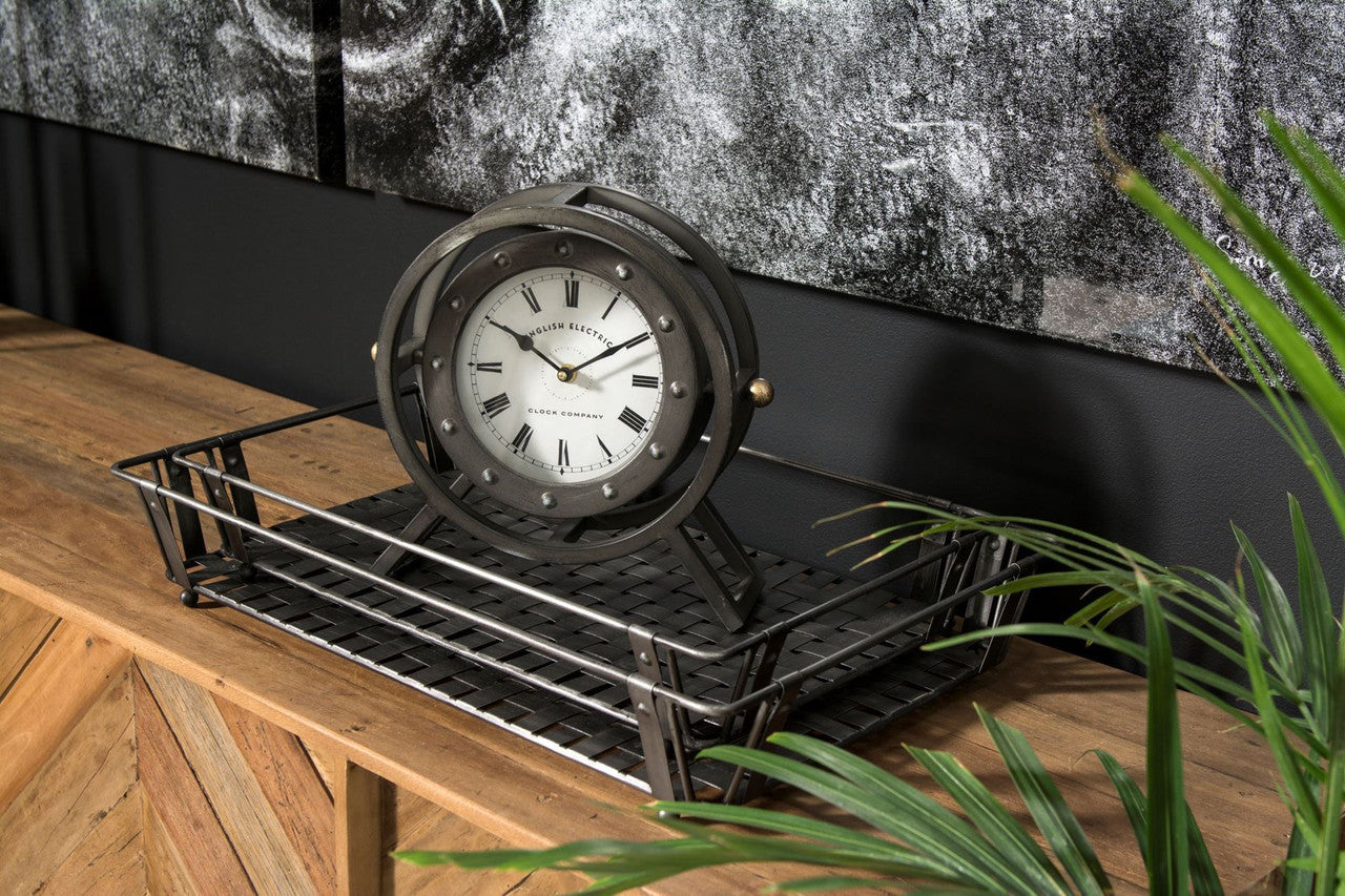 Gaston Gray Metal Circular Table Clock