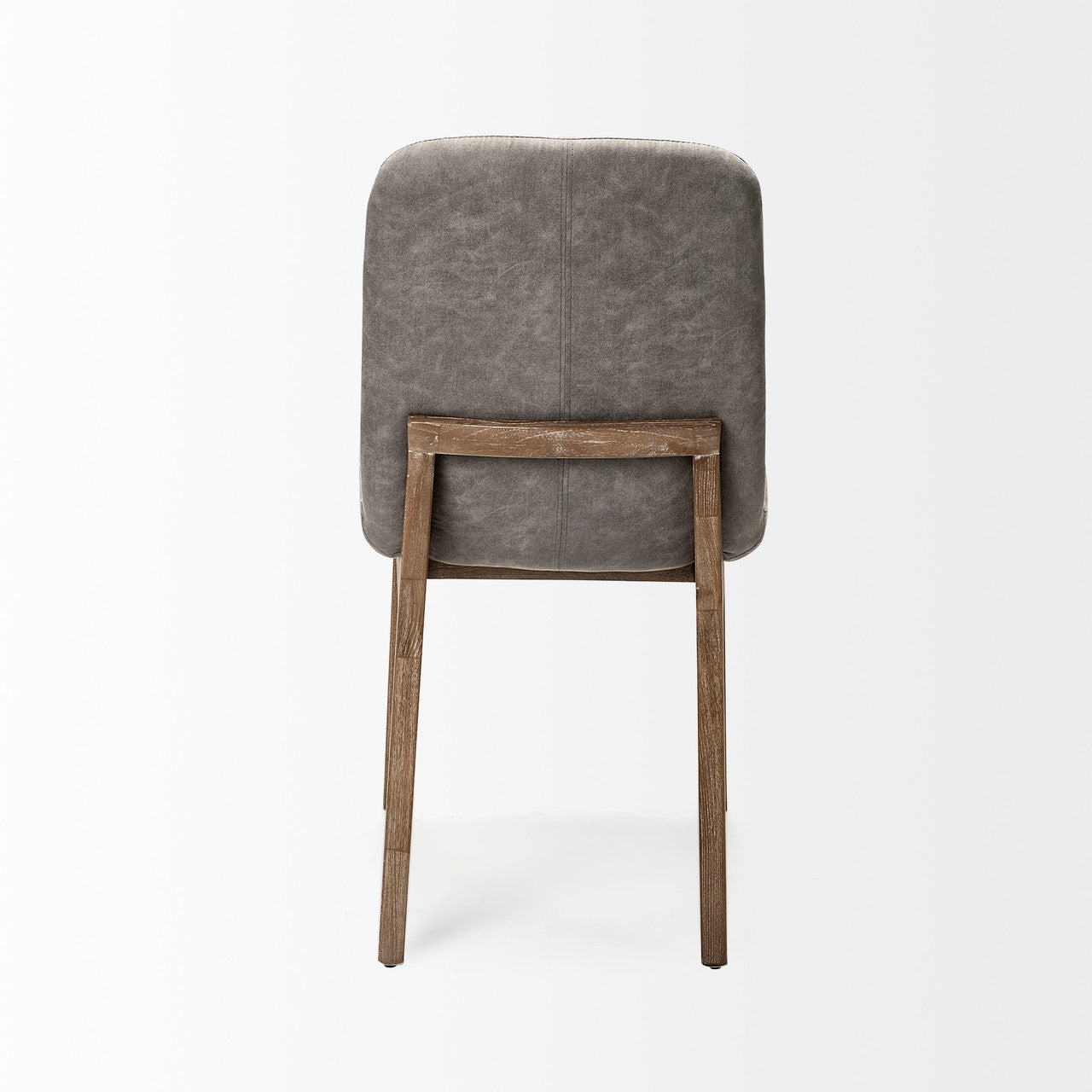 David Grey Fabric Wrap Medium Brown Wood Base Dining Chair