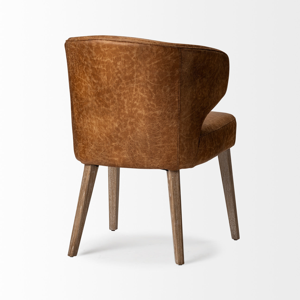 Niles 22.5L x 24.0W x 32.0H Brown Faux Leather Seat W/Brown Wooden Legs Wingback Dining Chair