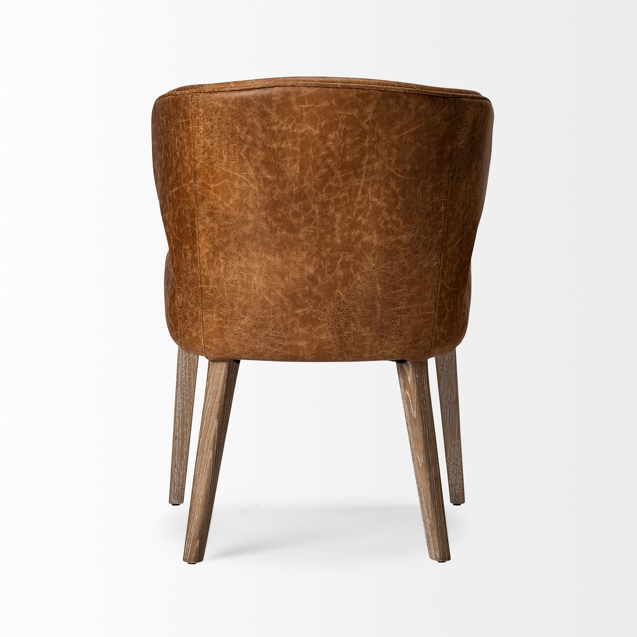Niles 22.5L x 24.0W x 32.0H Brown Faux Leather Seat W/Brown Wooden Legs Wingback Dining Chair