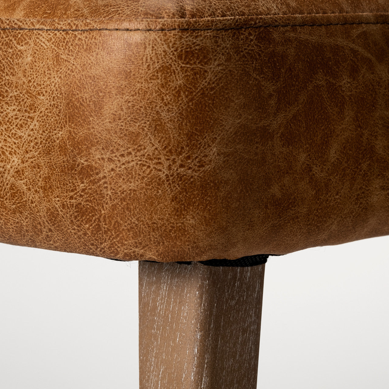 Niles 22.5L x 24.0W x 32.0H Brown Faux Leather Seat W/Brown Wooden Legs Wingback Dining Chair