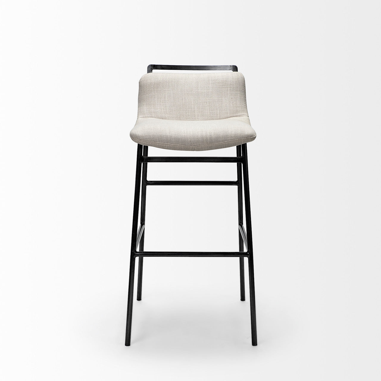Kavalan 33.5" Total Height Beige Upholstered Seat Gray Metal Frame Counter Stool