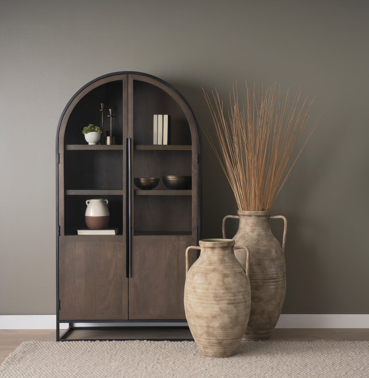 Tulsi Tall Matte Earth Brown Ceramic Floor Vase