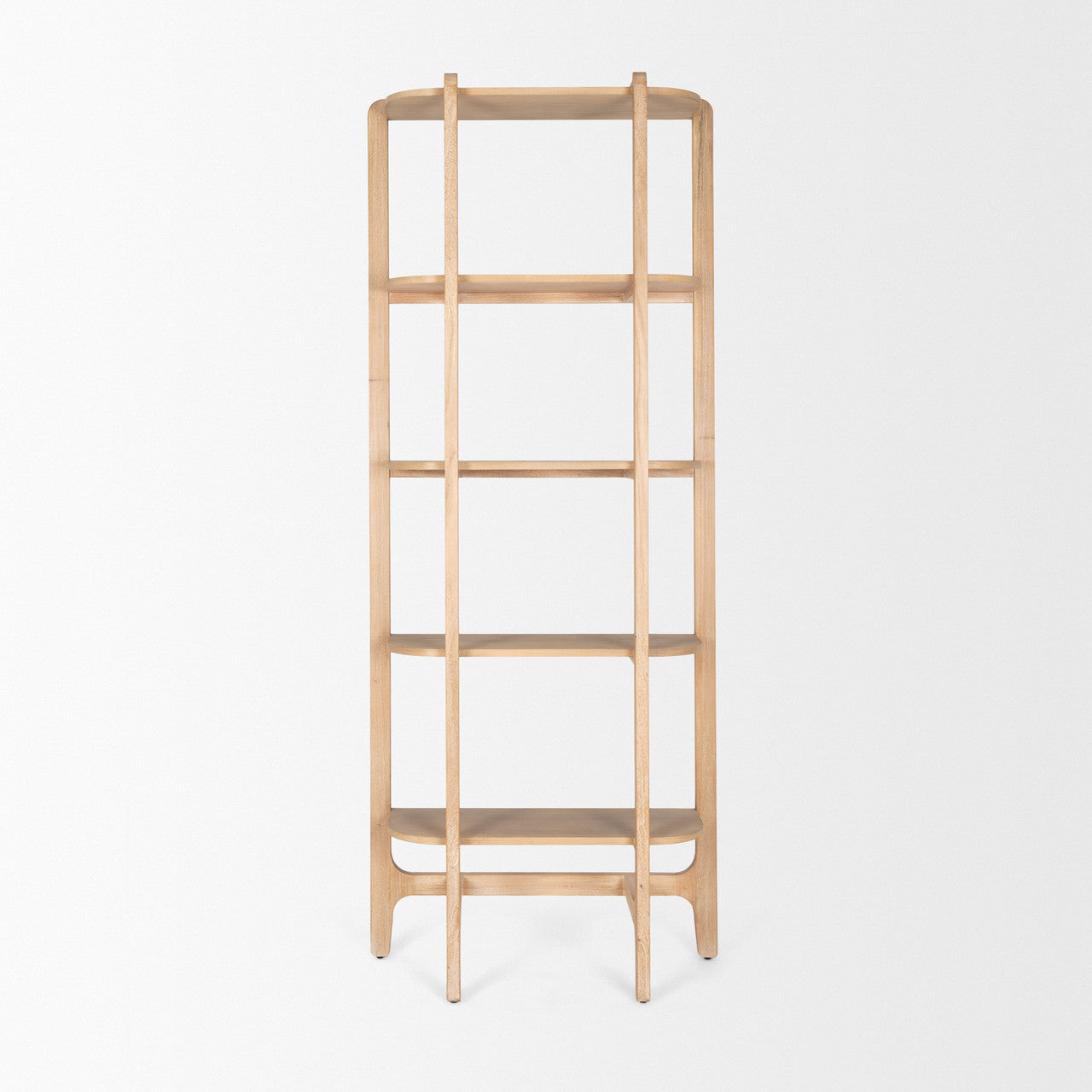 Taylin Light Brown Solid Wood Open Bookshelf