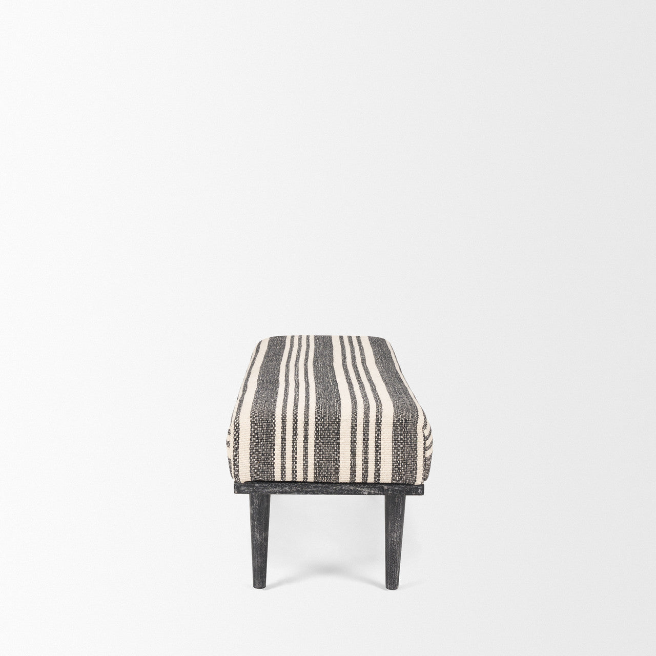 Shae Black Wood w/ Black and Cream Upholstered Bench