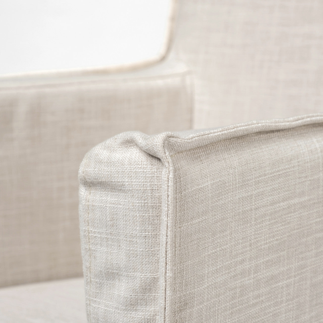 Elbert II Cream Fabric Slip-Cover Brown Wood Frame Dining Chair