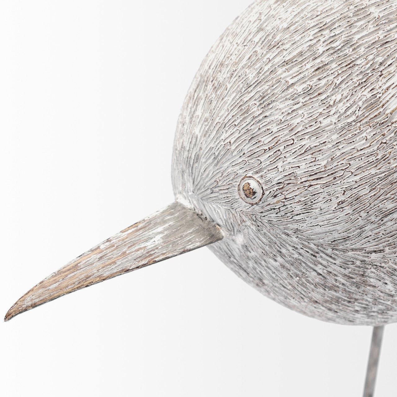 Snipe II 6L x 6W Off-White Resin Bird Ornament W/ Metal Feet