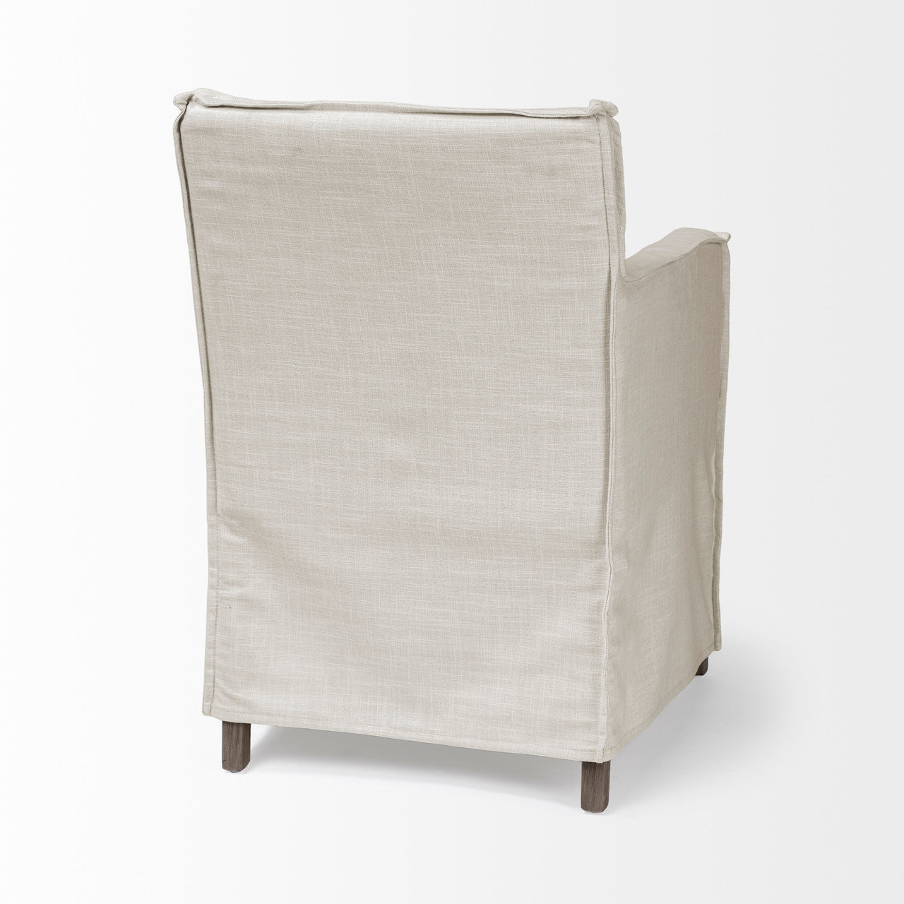 Elbert II Cream Fabric Slip-Cover Brown Wood Frame Dining Chair