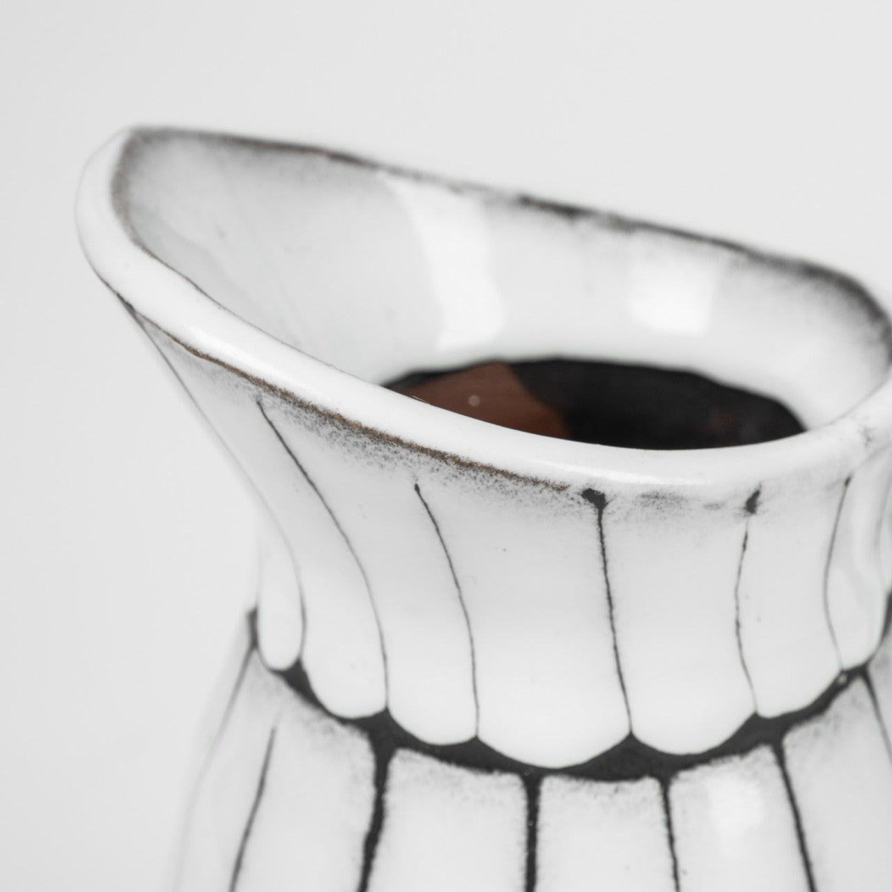 Lome Large White/Black Patterned Ceramic Water Pitcher