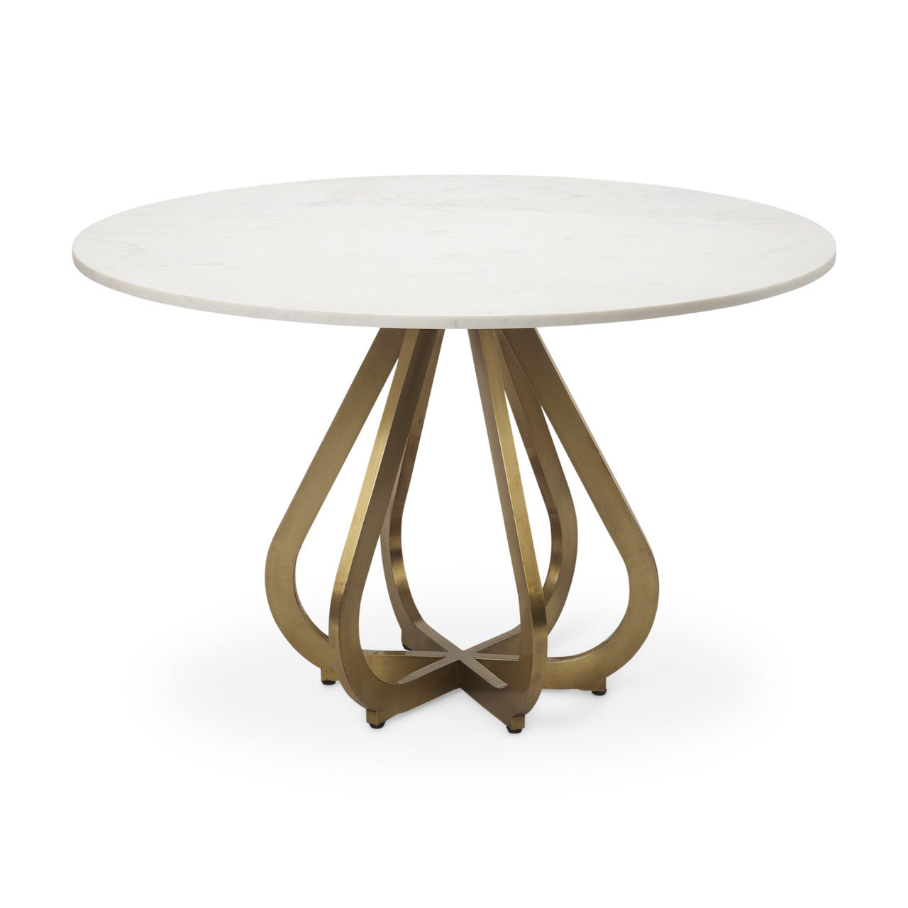 Laurent 48" Marble Top Gold Metal Base Dining Table