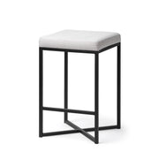 Frodo 26" Seat Height White Fabric Seat Black Metal Base Stool