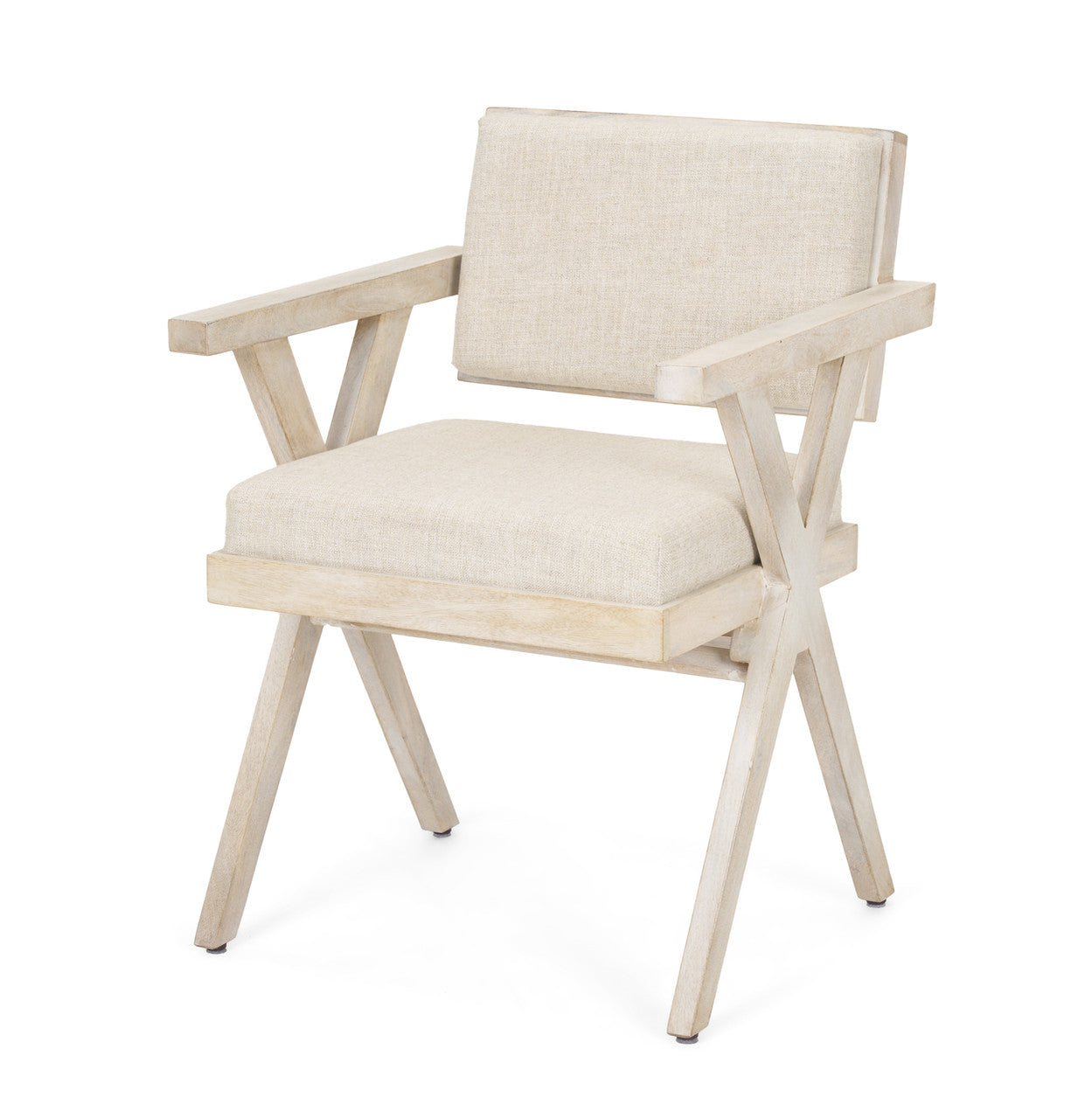 Topanga I Cream Fabric Wrap Blonde Wooden Frame Dining Chair