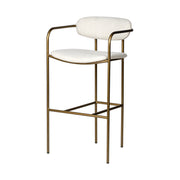 Parker 30" Seat Height Cream Fabric Seat Gold Metal Bar Stool