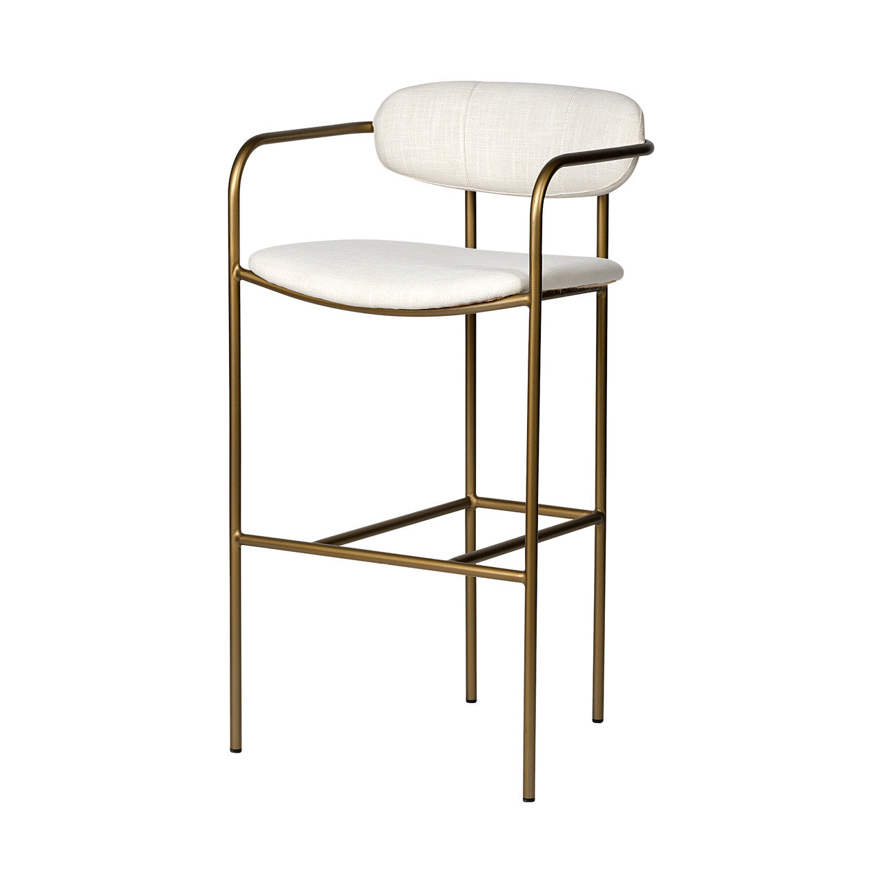 Parker 30" Seat Height Cream Fabric Seat Gold Metal Bar Stool
