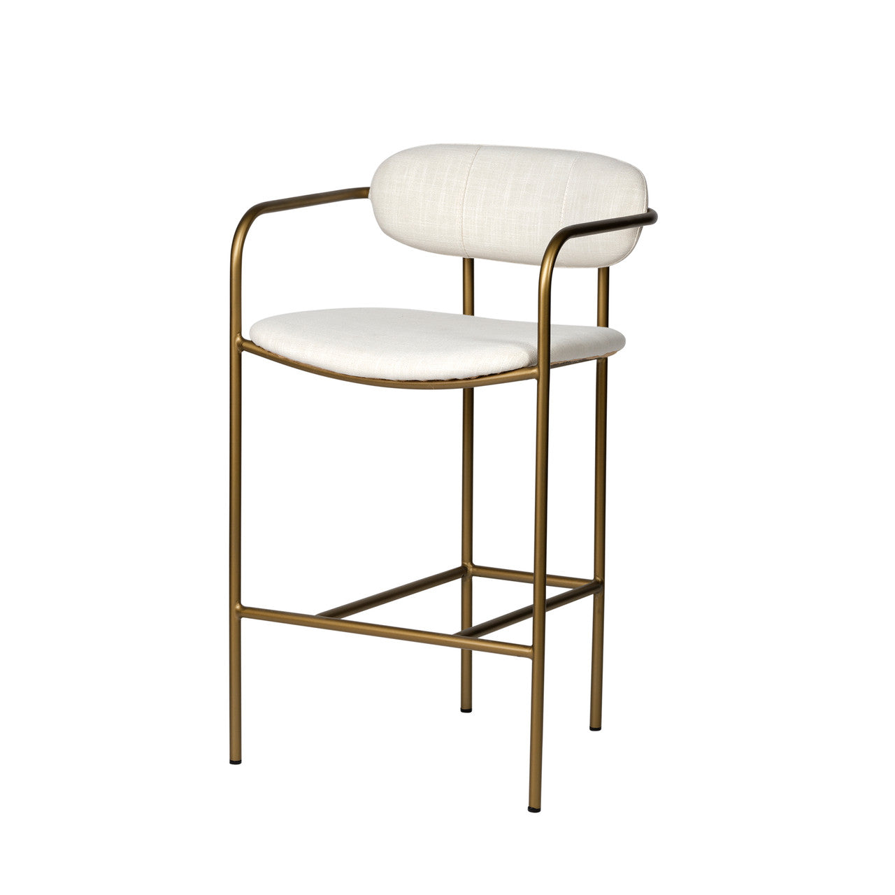 Parker  Cream Fabric Seat Gold Metal Counter Stool