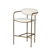 Parker  Cream Fabric Seat Gold Metal Counter Stool