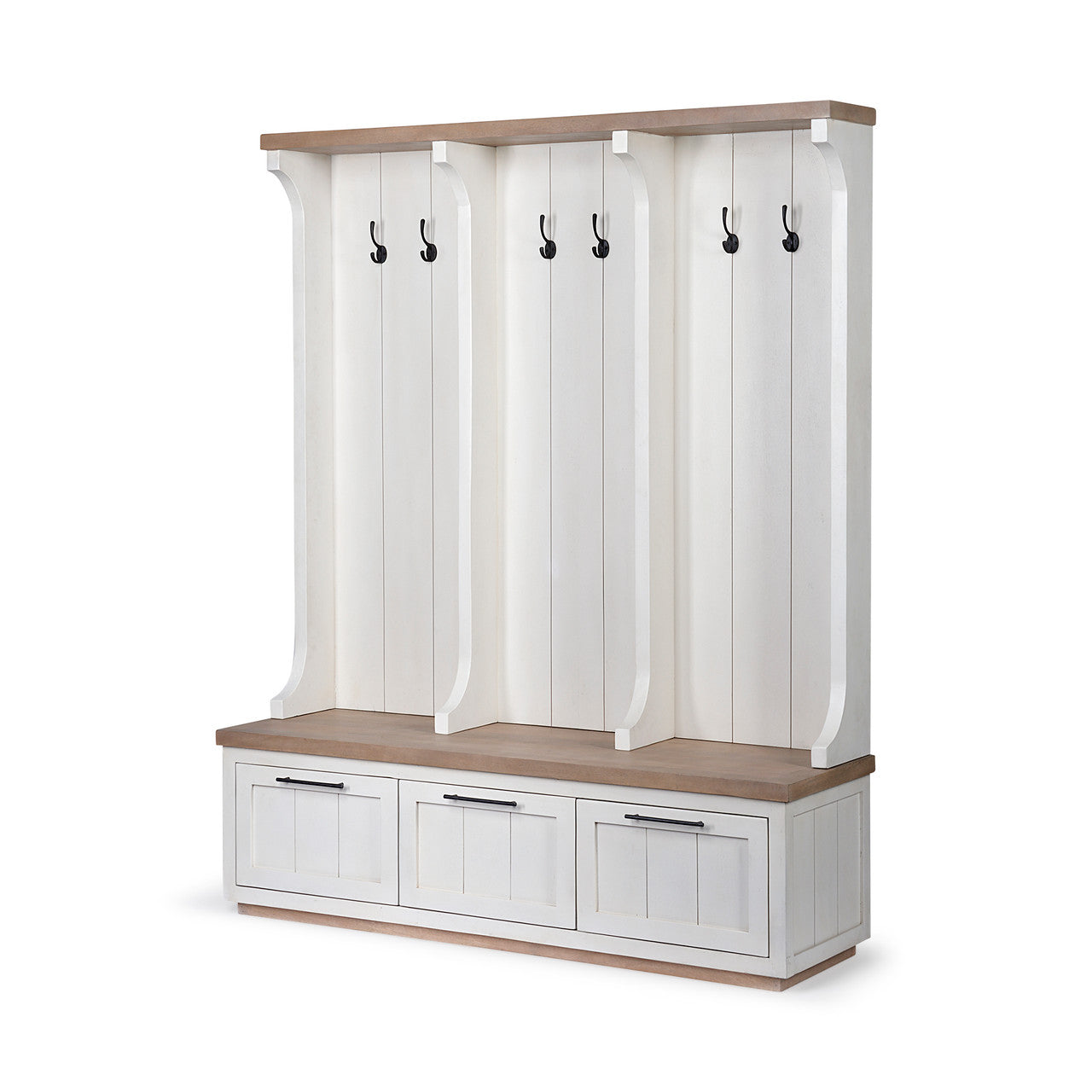Fairview IV 61L x 17W White And Brown Wood With Storage Hall Tree