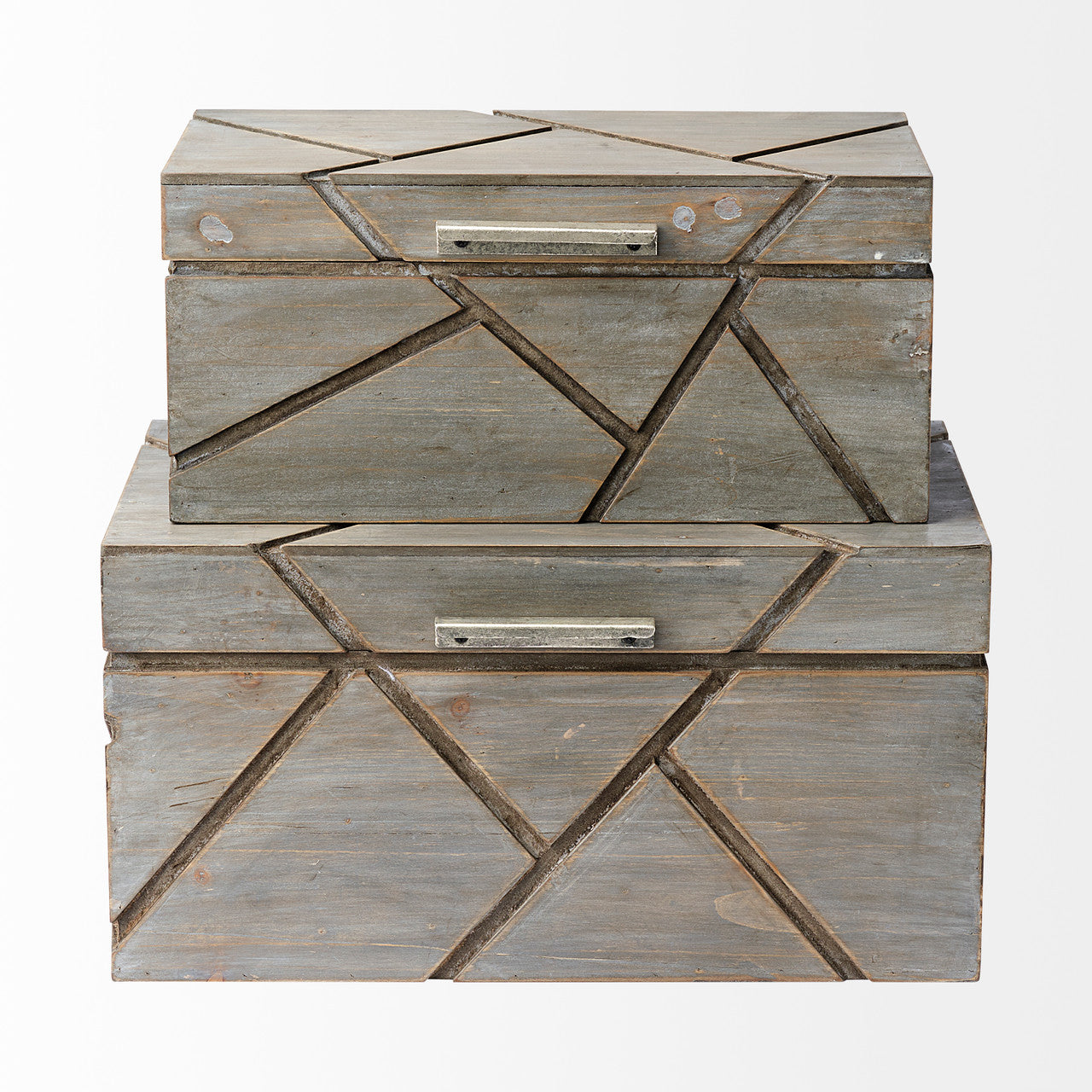 Niobe (Set of 2) 16L x 11W Gray Wooden Nesting Boxes
