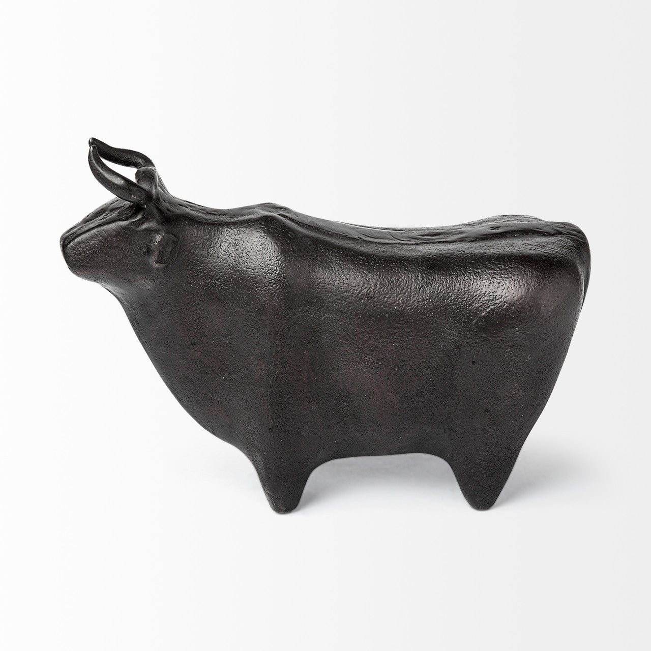 Taurus II 9L x 4W Black Cast Aluminum Bull Decorative Object