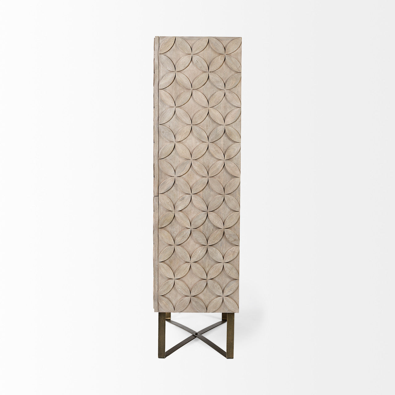 Excelsior II 68.1" H Light Brown Wood Gold Iron Base Storage Cabinet