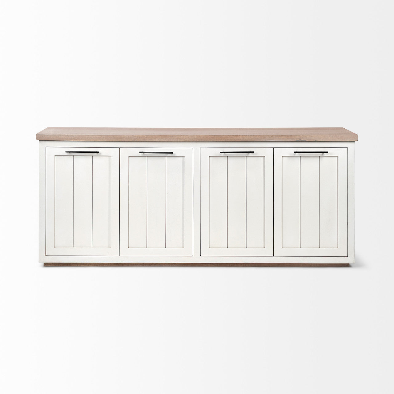 Fairview III Solid Wood Brown Top & White Frame 4 Cabinet Door Sideboard
