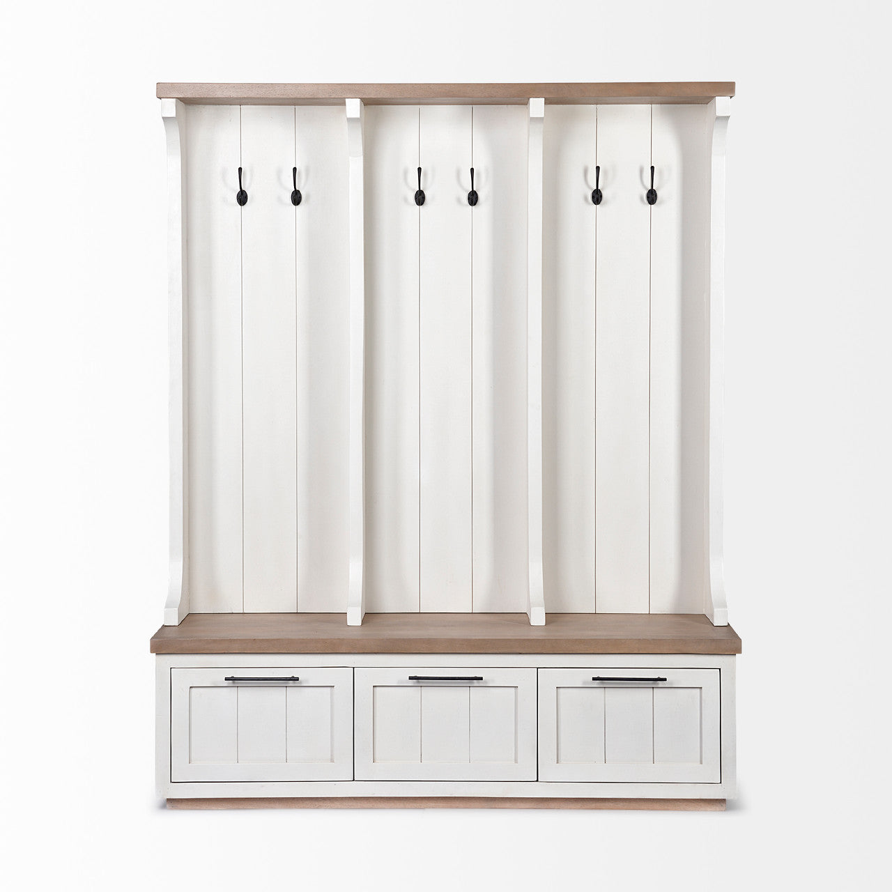 Fairview IV 61L x 17W White And Brown Wood With Storage Hall Tree