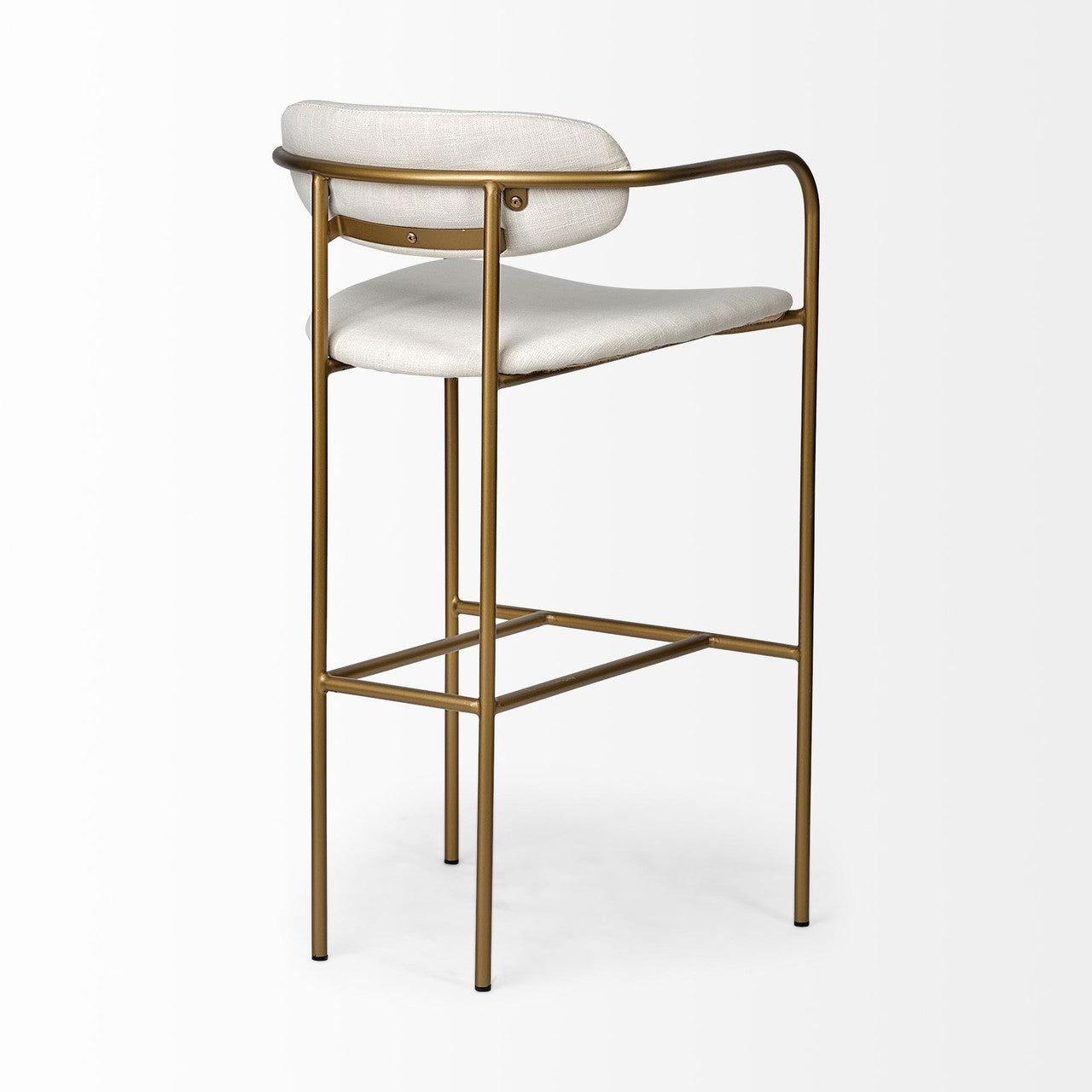 Parker 30" Seat Height Cream Fabric Seat Gold Metal Bar Stool