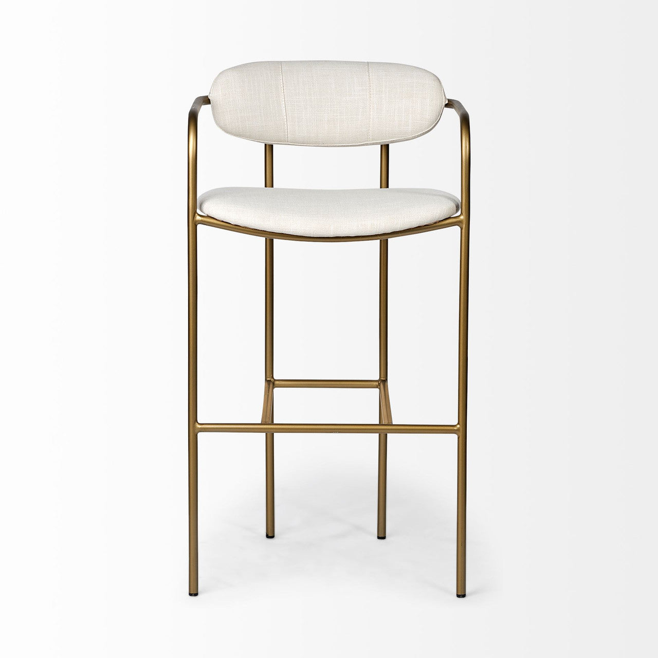 Parker 30" Seat Height Cream Fabric Seat Gold Metal Bar Stool