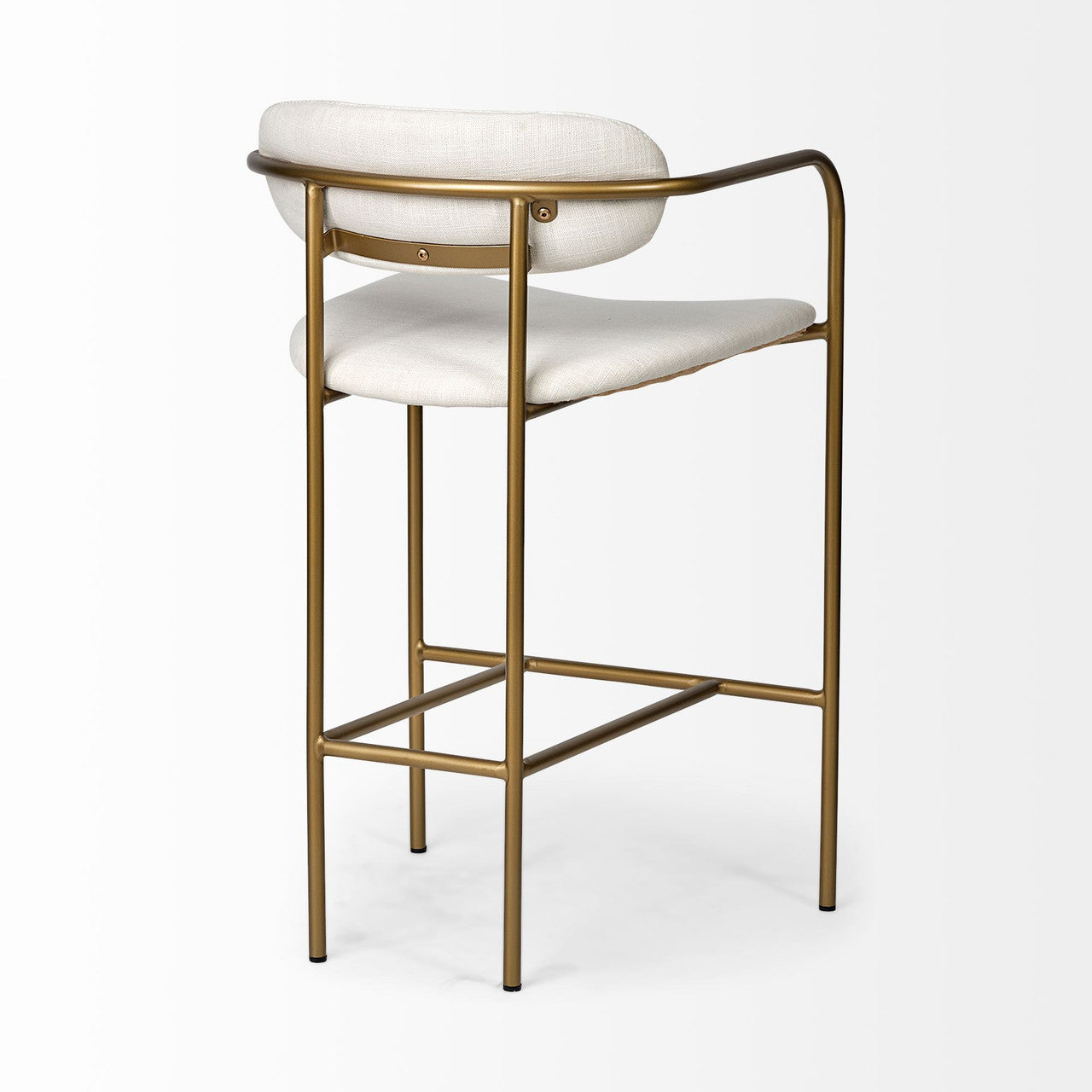 Parker  Cream Fabric Seat Gold Metal Counter Stool