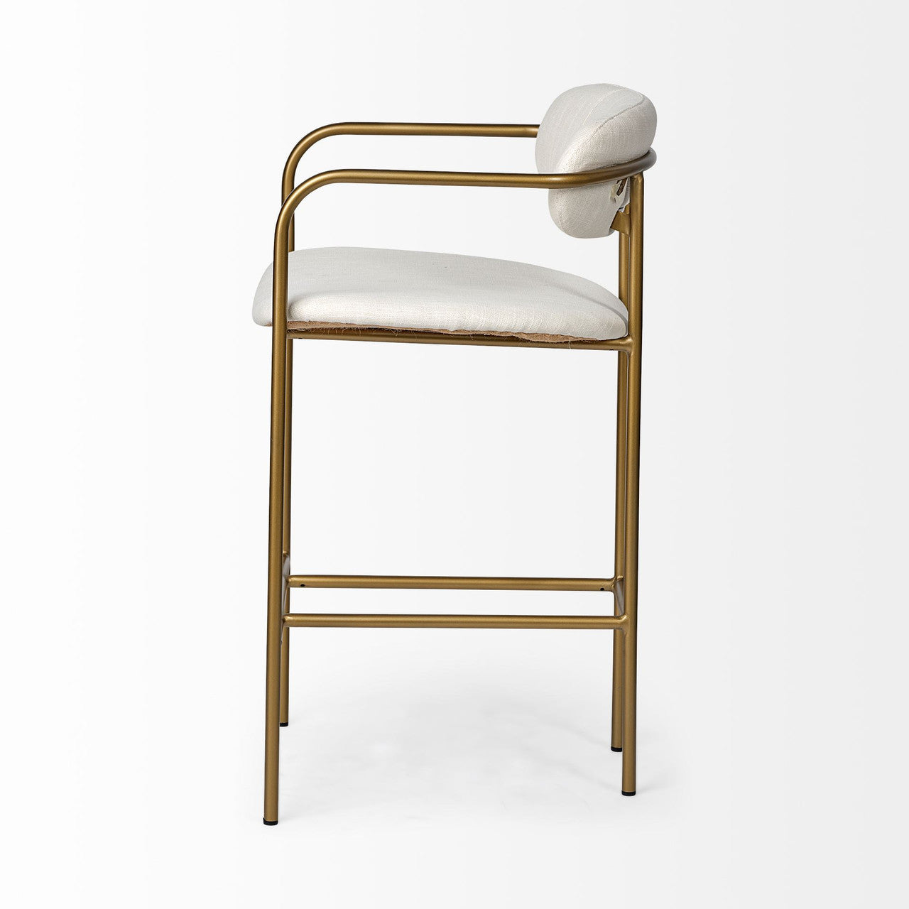 Parker  Cream Fabric Seat Gold Metal Counter Stool