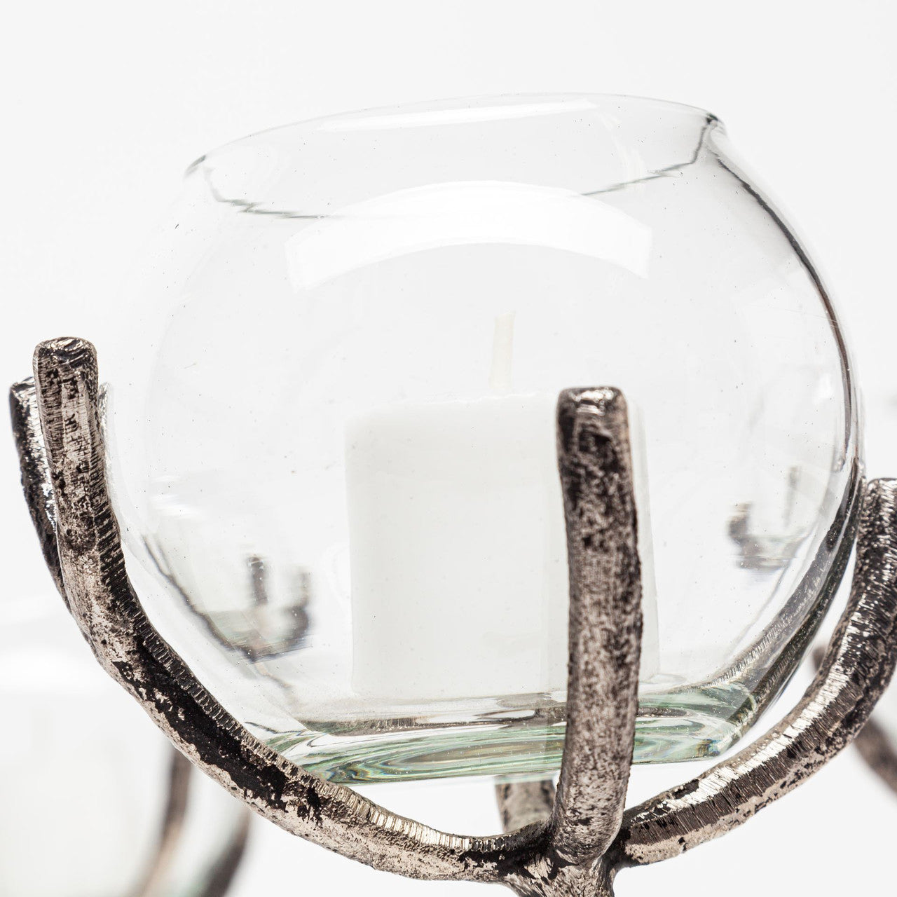 Vine I Distressed Silver Metal Creeper Five Candle Table Candle Holder