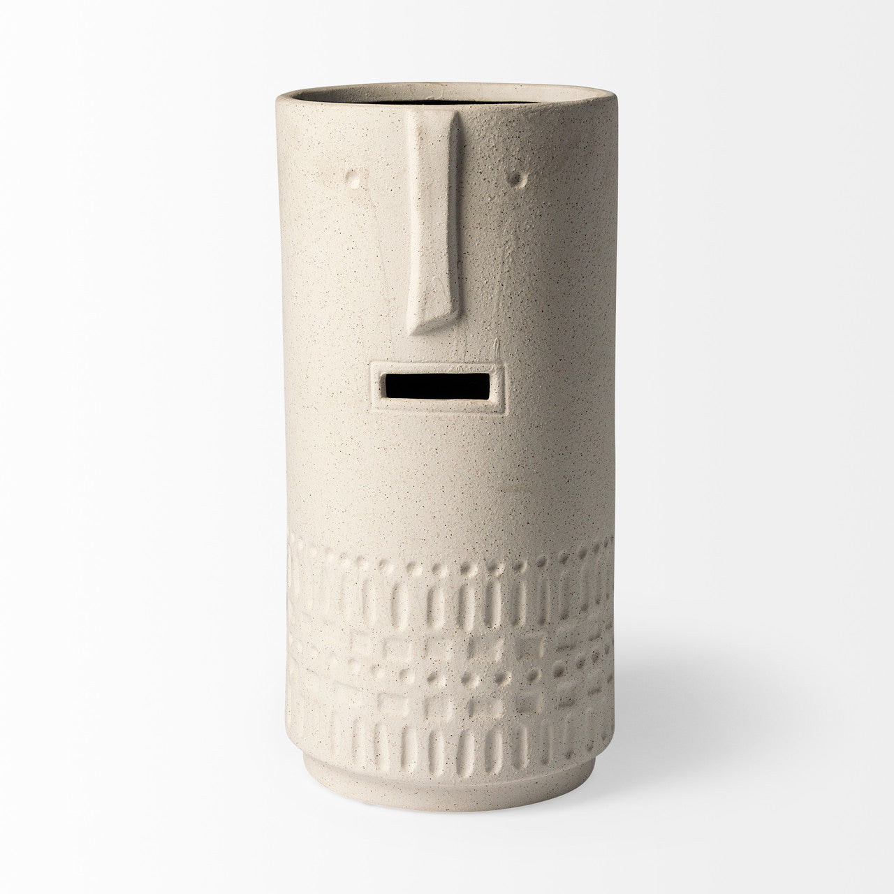 Jacob II Tall White Ceramic Smiling Face Vase