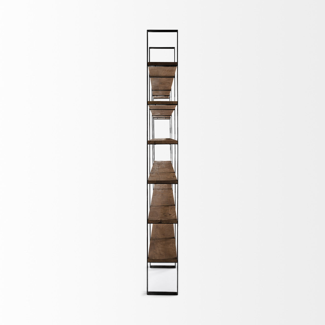 Taunton II 80L x 10.5W x 90H Dark Brown Wood And Black Iron Six Shelving Unit