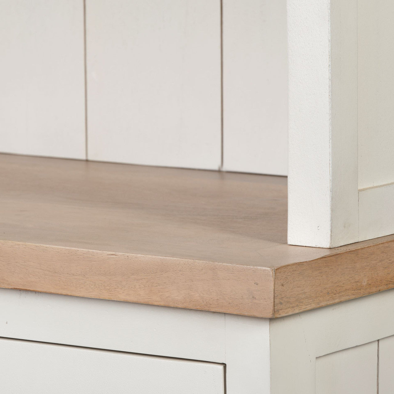 Fairview I  White and Medium Brown Wood Three Shelf Shelving Unit