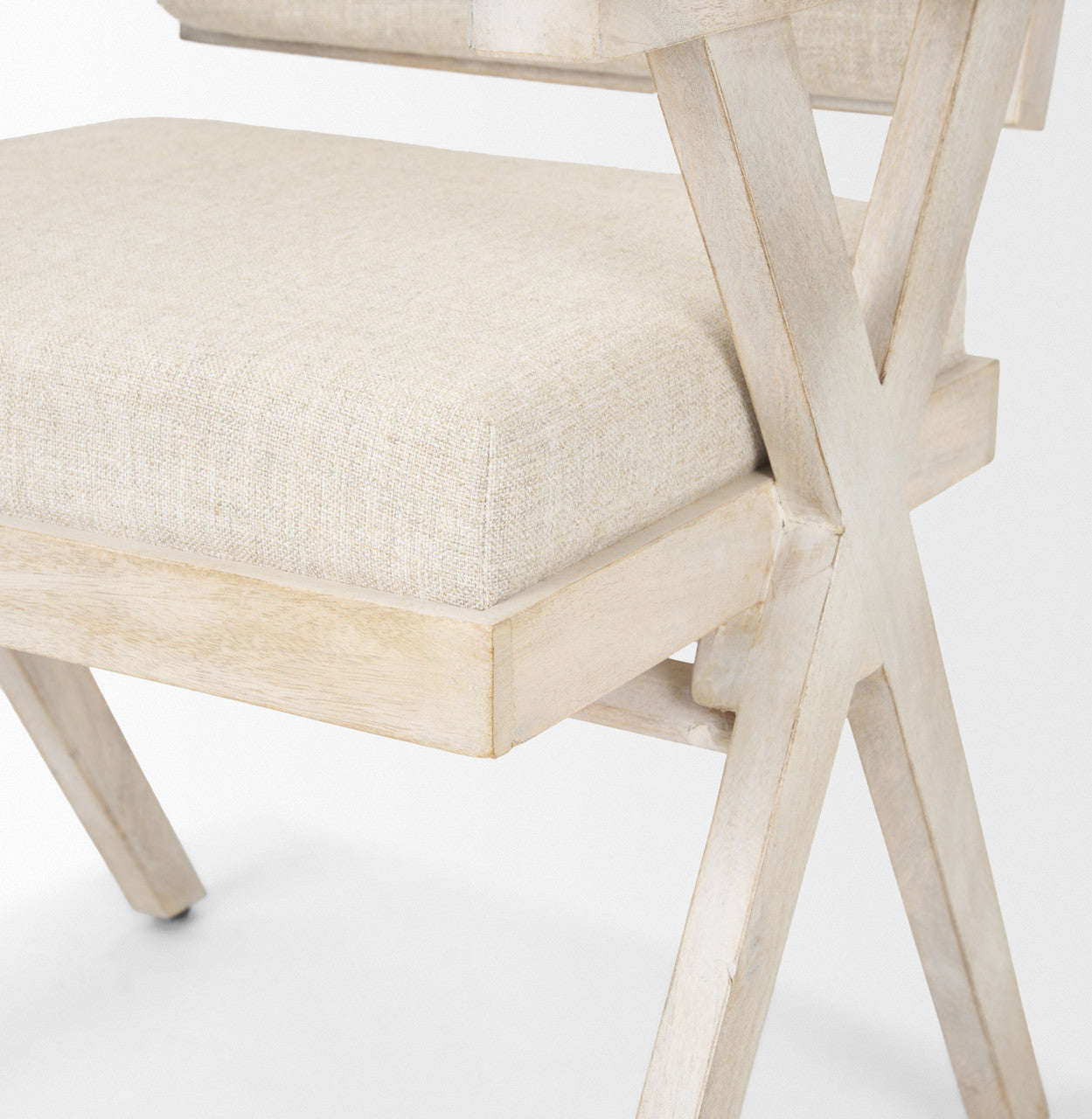 Topanga I Cream Fabric Wrap Blonde Wooden Frame Dining Chair