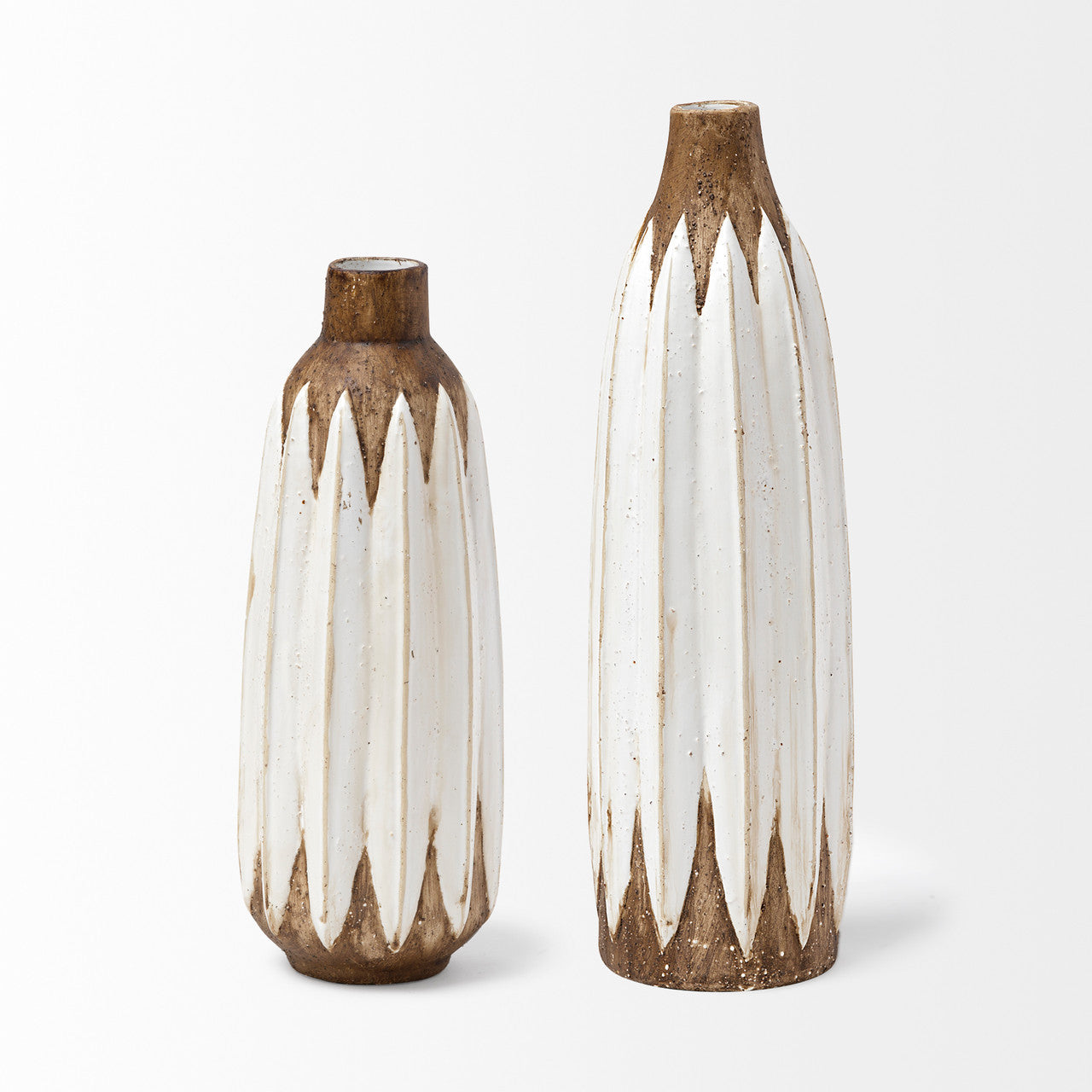 Sisko II Tall Rustic Brown White Ceramic Vase