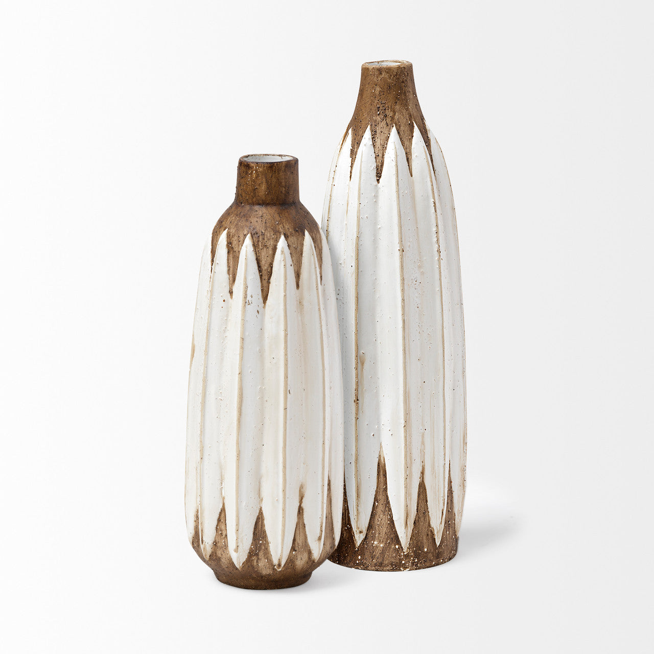 Sisko II Tall Rustic Brown White Ceramic Vase