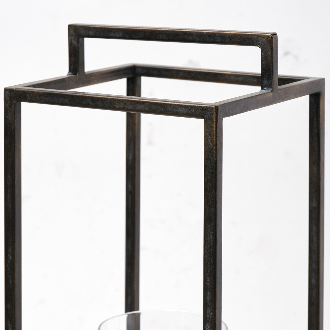 Orionis Large Wood w/ Black Metal Lantern Candle Holder