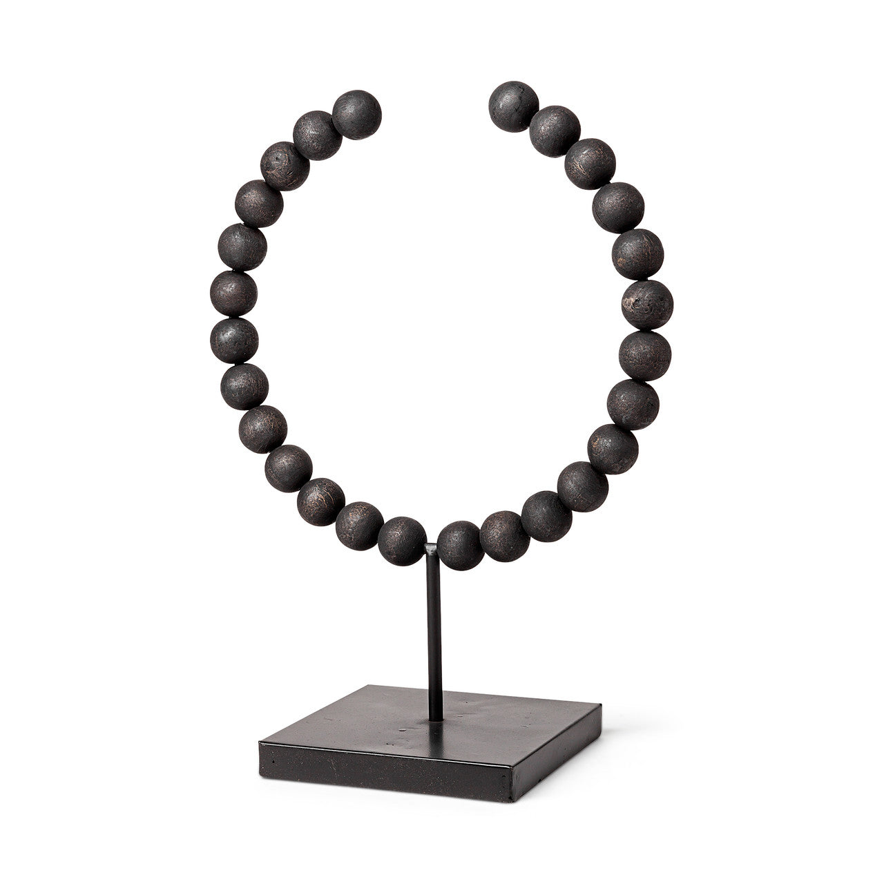 Tulane II (Large) 12L x 6W Black Beaded Broken Sphere Decorative Object