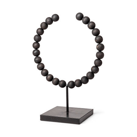 Tulane II (Large) 12L x 6W Black Beaded Broken Sphere Decorative Object