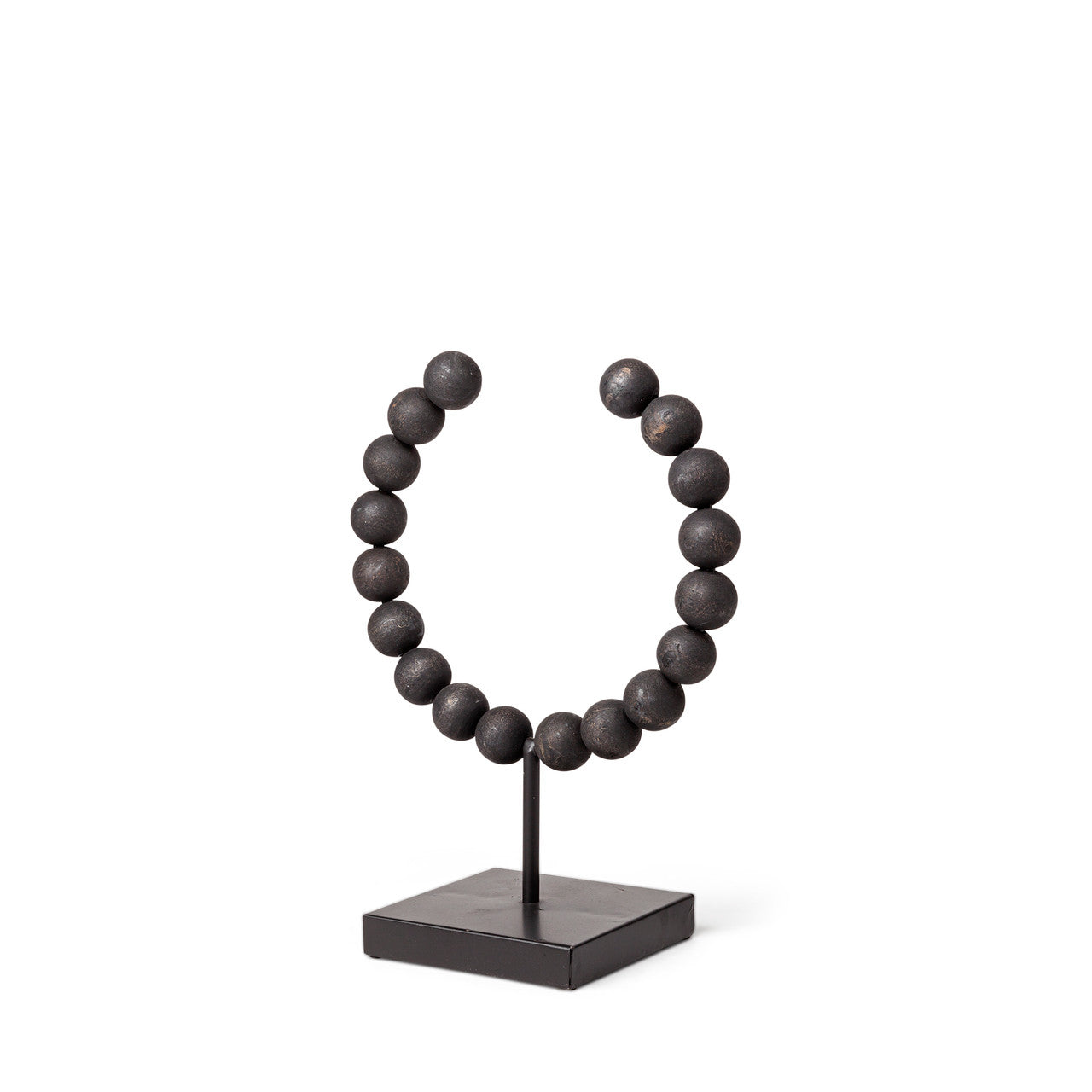 Tulane I (Small) 9L x 5W Black Beaded Broken Sphere Decorative Object