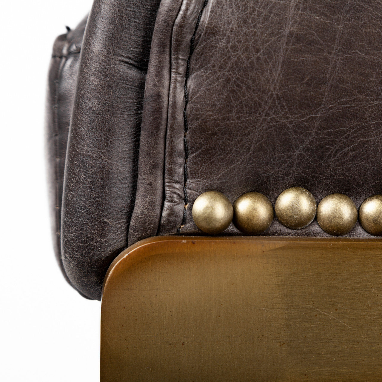 Hollyfield II Black Leather Seat Gold Metal Base Bar Stool