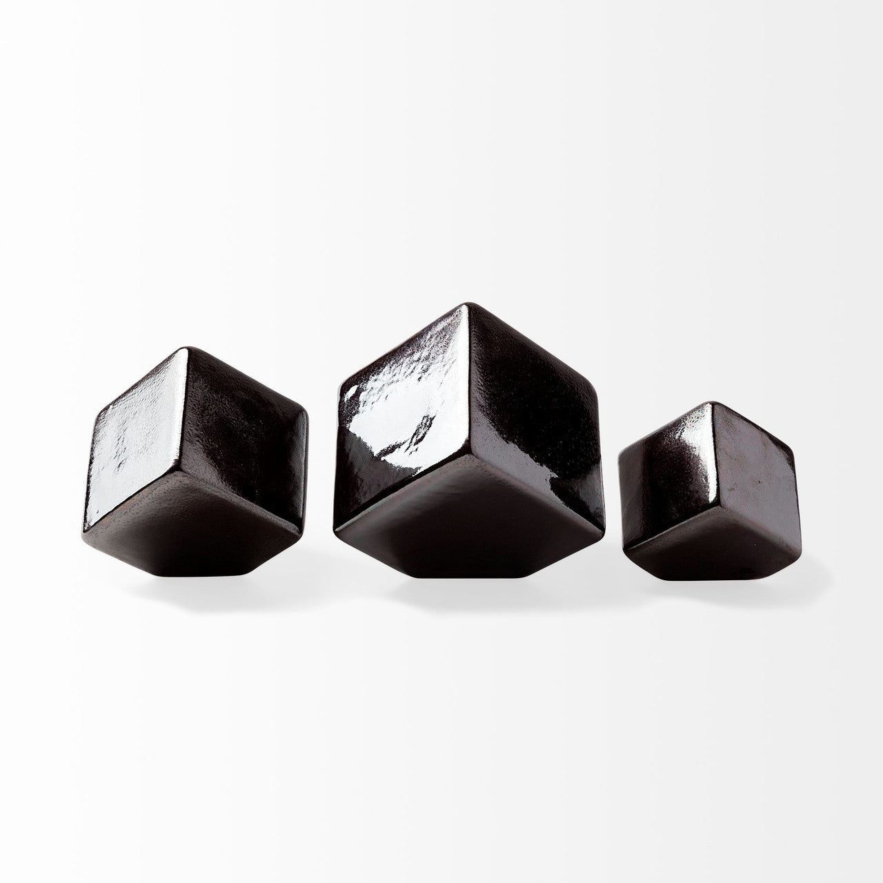 Mayweather (Set of 3) Black Geometric Ceramic Cubes