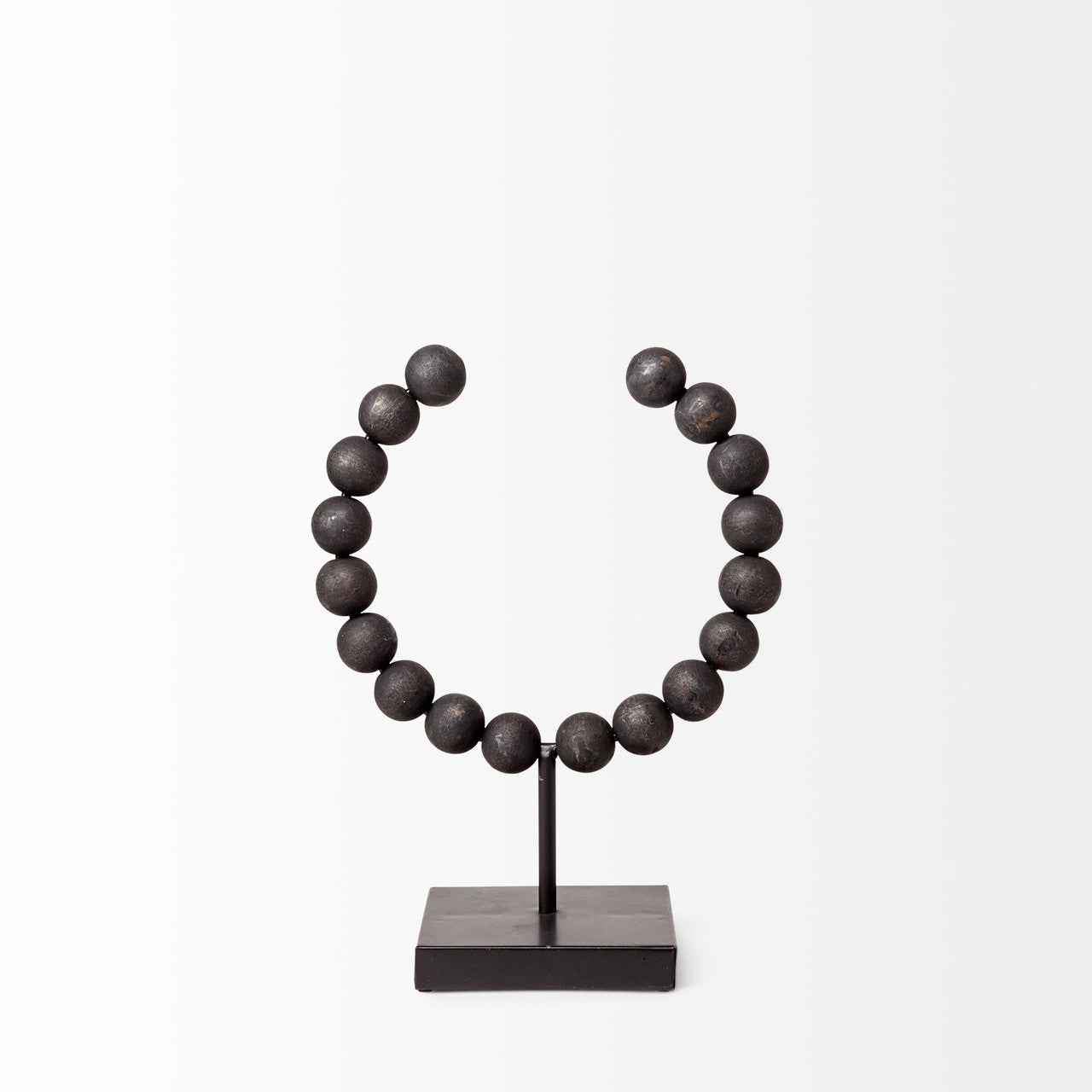 Tulane I (Small) 9L x 5W Black Beaded Broken Sphere Decorative Object